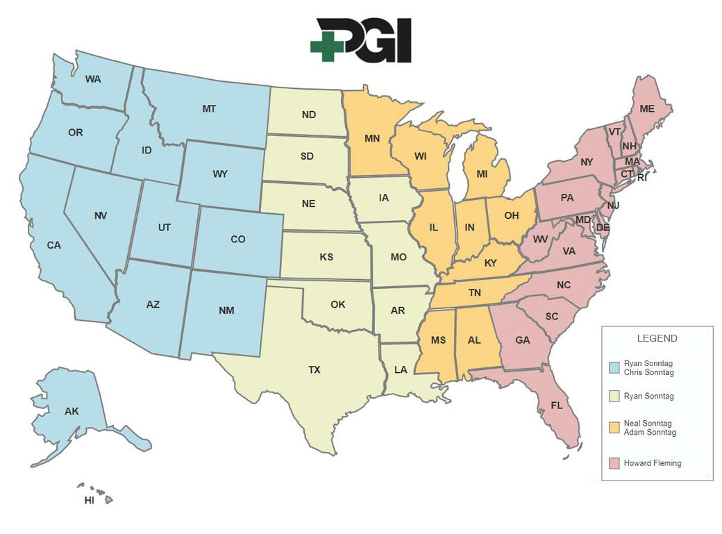 PGI Territory Map - Contact Us
